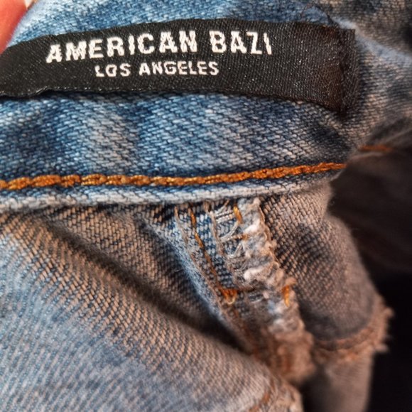 American Bazi Women Distressed Fringe Jeans Size Medium - Picture 8 of 9